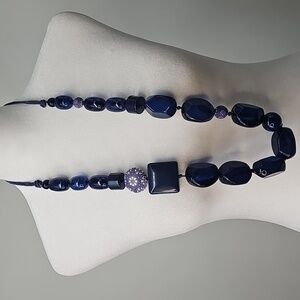 Chico's Elegant Blue Necklace w Varied Stones & Baubles Paisley Boho